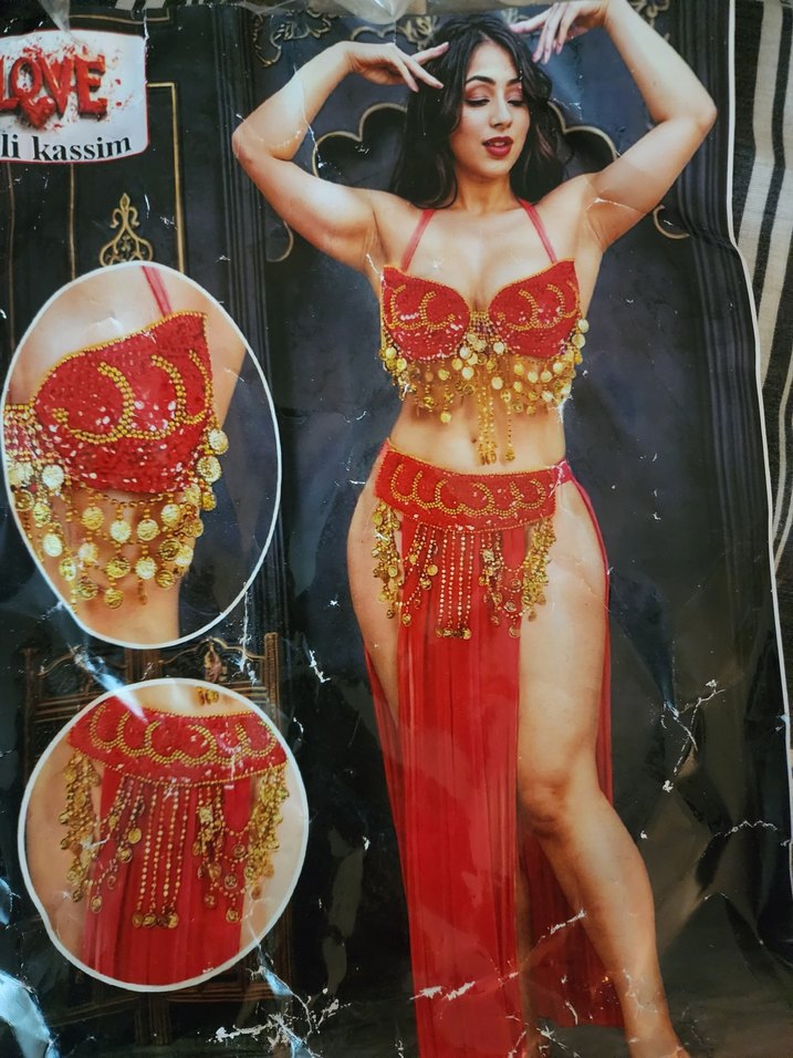 Kırmızı İşlemeli Boncuklu  oryantal dans elbisesi - Görsel 5