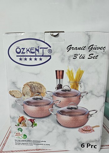 Özkent Granit Güveç 3'lü Tencere Seti