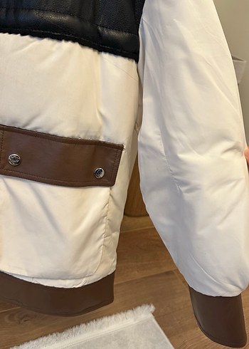 Kahverengi Deri Kadın Kış Ceketi Kürklü - Görsel 6