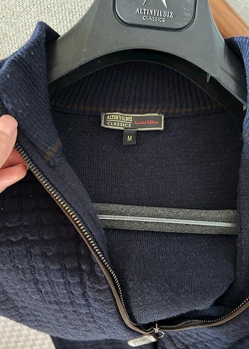 Erkek Lacivert Fermuarlı Yün Hırka - Görsel 4