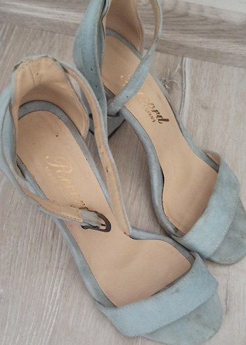 Mavi Süet Kadın Topuklu Sandalet - Görsel 2