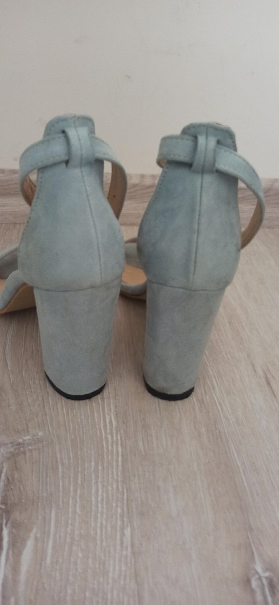 Mavi Süet Kadın Topuklu Sandalet - Görsel 3