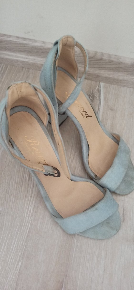 Mavi Süet Kadın Topuklu Sandalet - Görsel 2