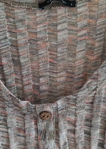 Düğmeli Gri Kadın Triko Kazak - Görsel 2