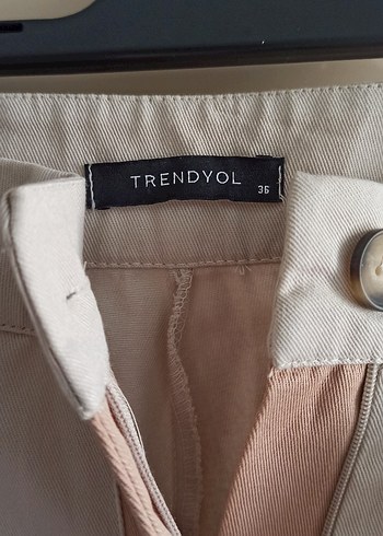 Bej Midi Keten Kadın Kumaş Pantolon - Görsel 2