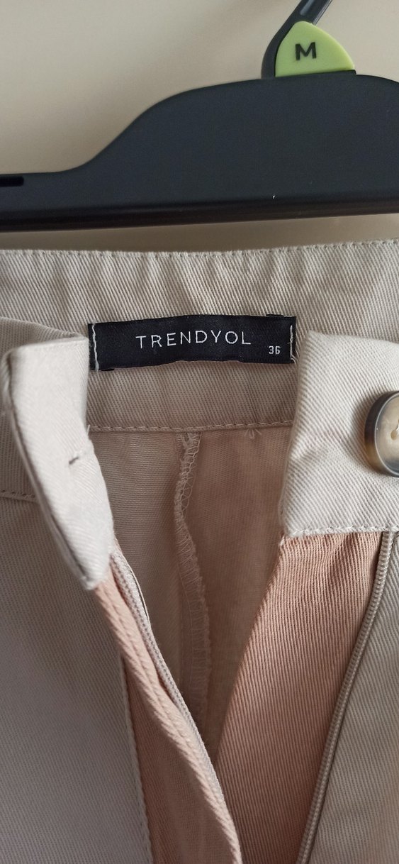 Bej Midi Keten Kadın Kumaş Pantolon - Görsel 2