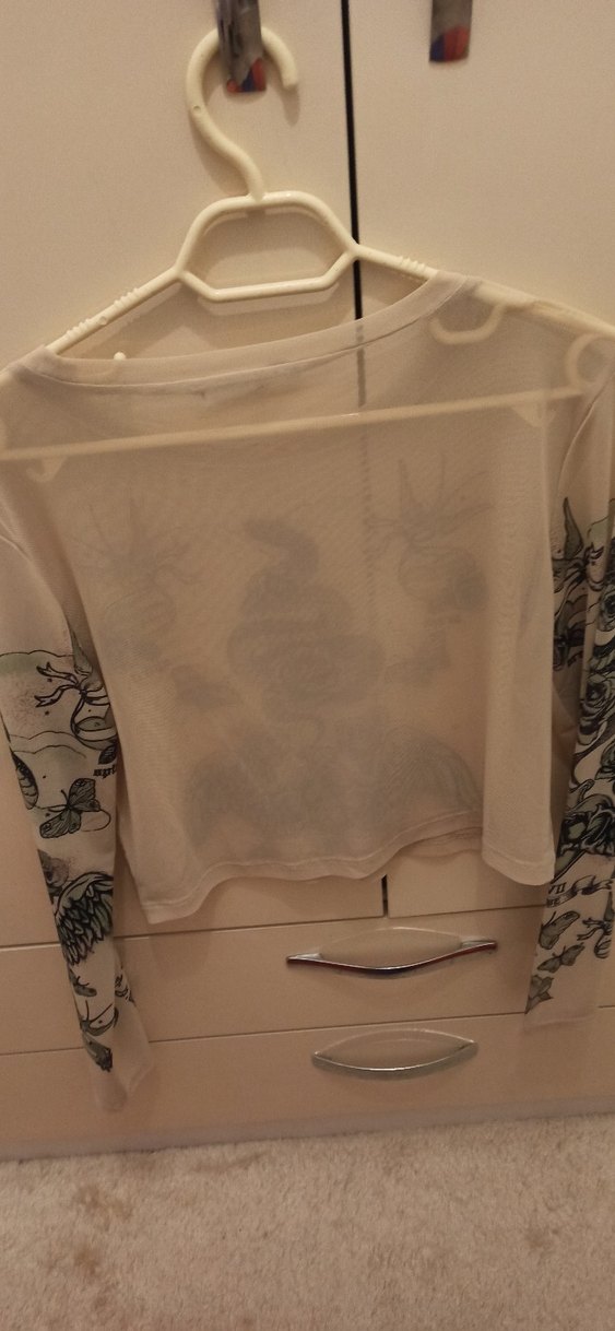 Dantel Detaylı Uzun Kollu Baskılı Kadın Gömlek Dövme gömlek - Görsel 5