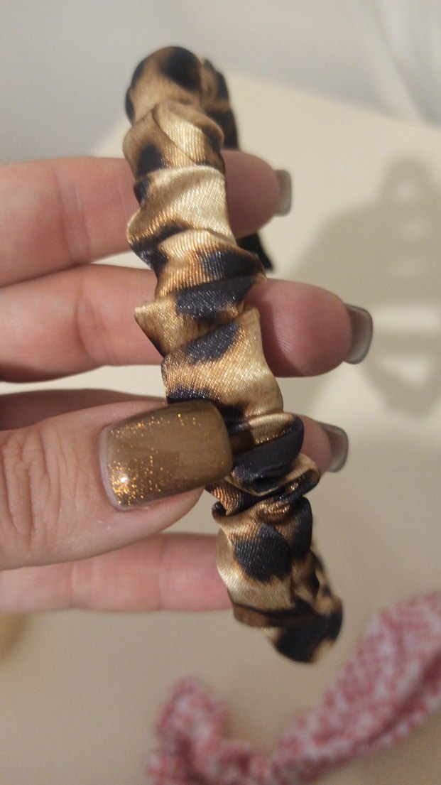 Bej Leopar Desenli Saten Taç - Görsel 2