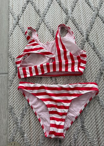Kırmızı Çizgili Mini Bikini Takım - Görsel 2