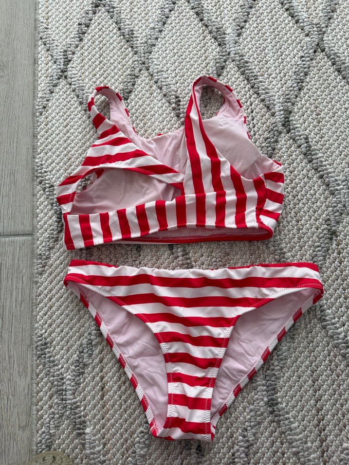 Kırmızı Çizgili Mini Bikini Takım - Görsel 2