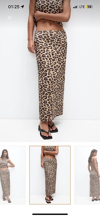 Pull and Bear Pull&Bear leopar uzun etek