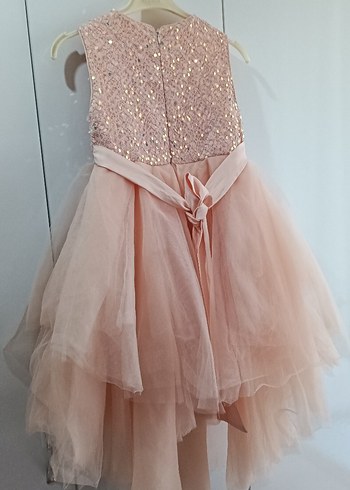 Pembe Nakışlı Kolsuz Kız Çocuk Elbisesi