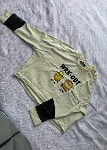 l Beden Sarı Kadın Mini Sweatshirt Uzun Kollu