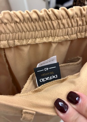 Bej Midi Kadın Kumaş Pantolon - Görsel 2