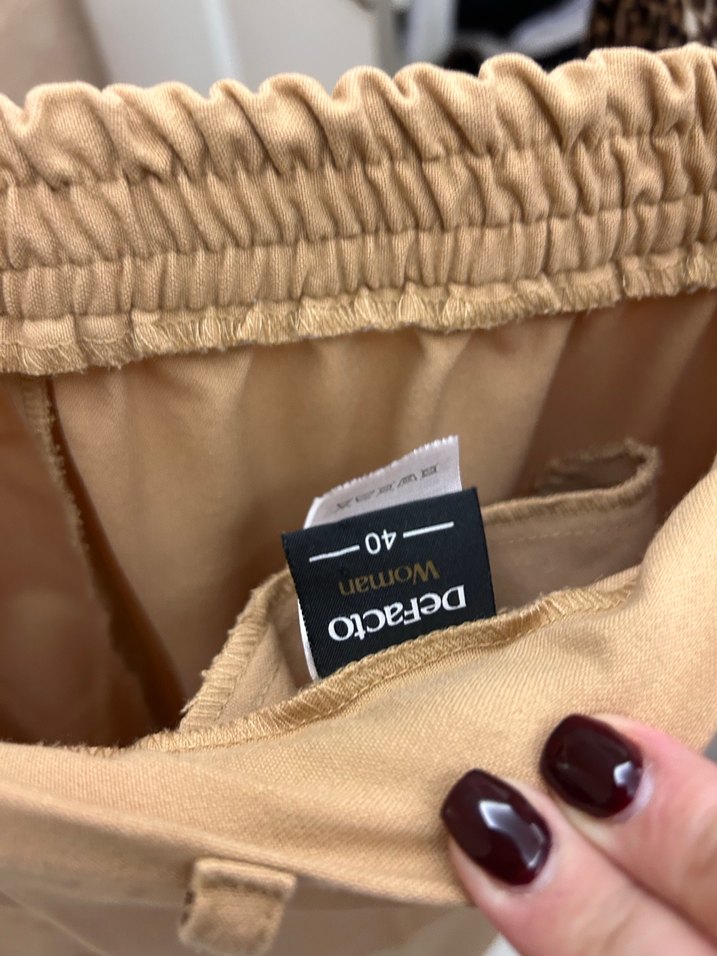 Bej Midi Kadın Kumaş Pantolon - Görsel 2