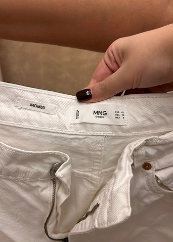 Kadın Beyaz Pamuklu Bol Kesim Midi Jean - Görsel 2