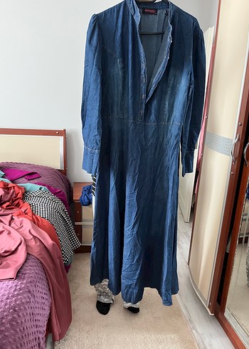 Kadın Lacivert Uzun Denim Elbise