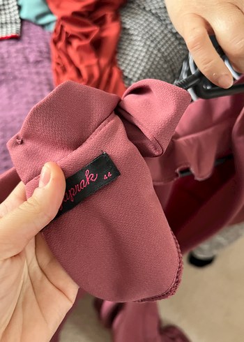 xl Beden Düğmeli Pembe Uzun Kollu Uzun Elbise