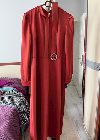 Kadın kiremit renk elbise
