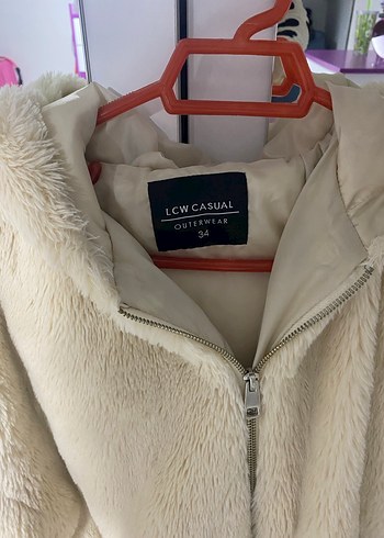 34 Beden Bej Peluş Kadın Mont, Rahat Kesim