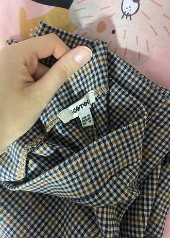 Koton Piliseli Ekose Kumaş Kadın Pantolon