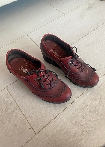 38 Beden Bordo Kadın Dolgu Topuk Klasik Ayakkabı