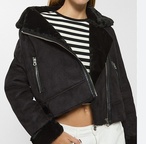 Stradivarius biker kürklü ceket