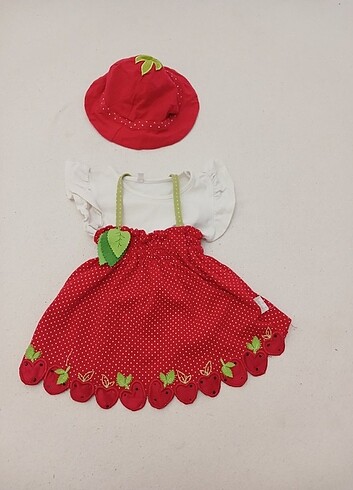 3-6 Ay Beden kırmızı Renk Kız bebek yazlık elbise 