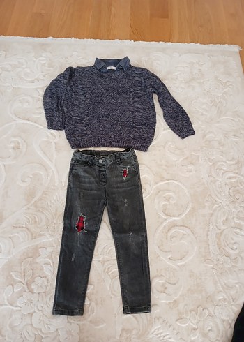 Kız Çocuk Gri Triko Kazak - Görsel 5