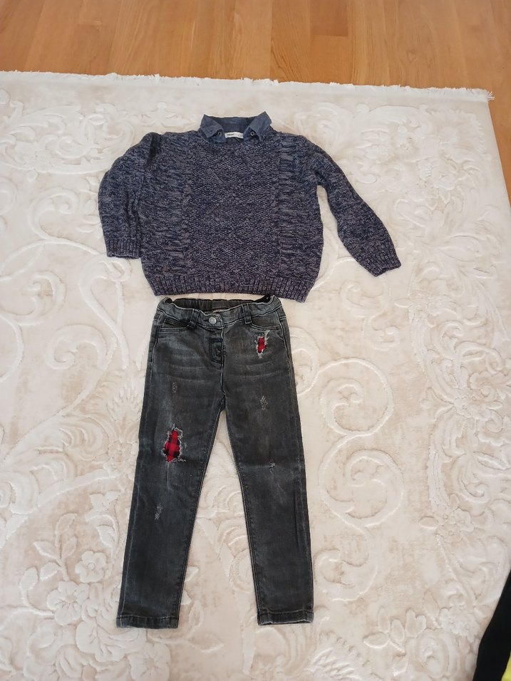 Kız Çocuk Gri Triko Kazak - Görsel 5