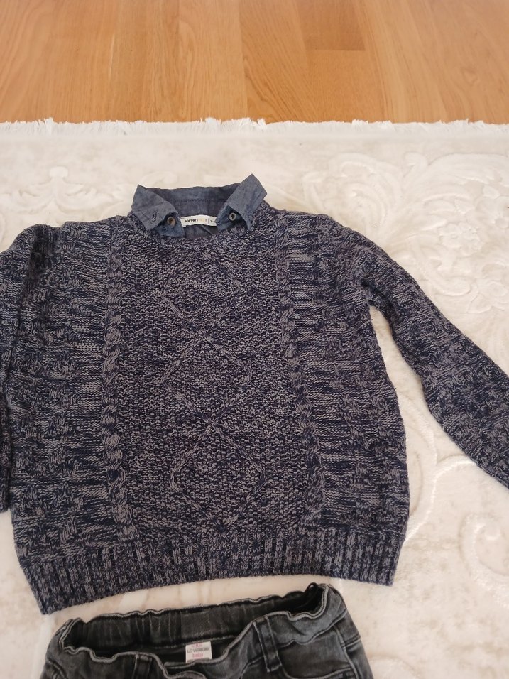 Kız Çocuk Gri Triko Kazak - Görsel 4