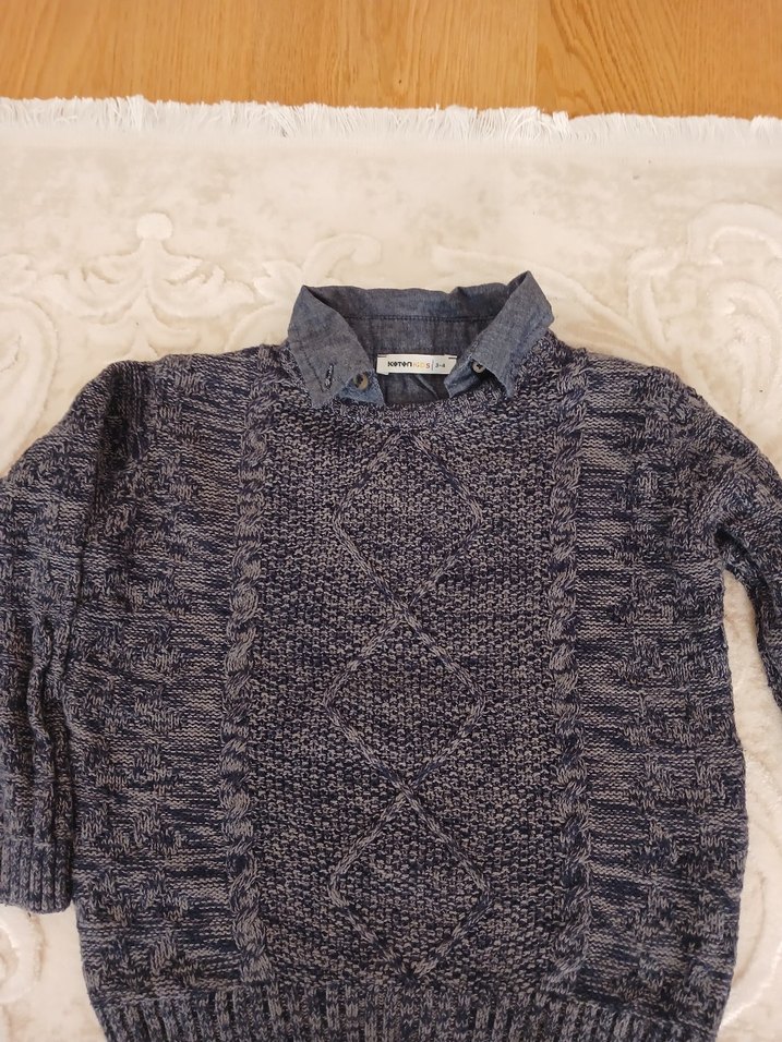 Kız Çocuk Gri Triko Kazak - Görsel 2