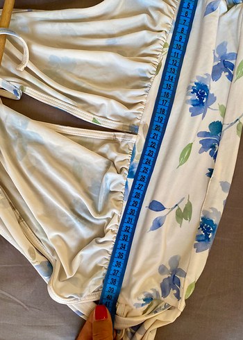 Mavi Çiçek Desenli Bohem Midi Büstiyer - Görsel 7