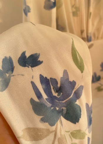 Mavi Çiçek Desenli Bohem Midi Büstiyer - Görsel 5