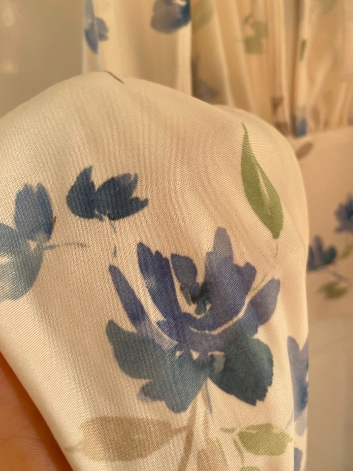 Mavi Çiçek Desenli Bohem Midi Büstiyer - Görsel 5