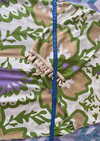 Yeşil Baskılı Midi Bohem Kadın Kimono - Görsel 3