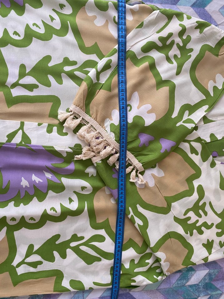 Yeşil Baskılı Midi Bohem Kadın Kimono - Görsel 3