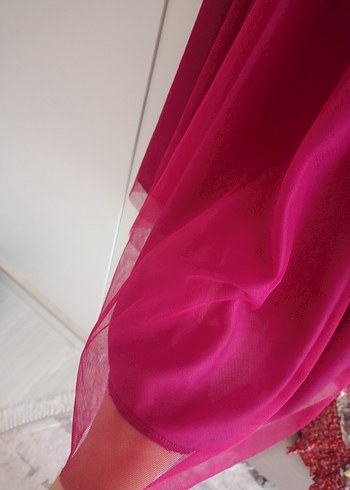 Fuşya Dantel Elbise - Görsel 6