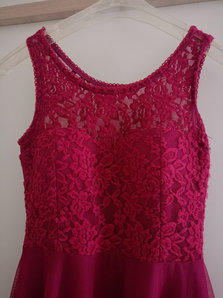 Fuşya Dantel Elbise - Görsel 2