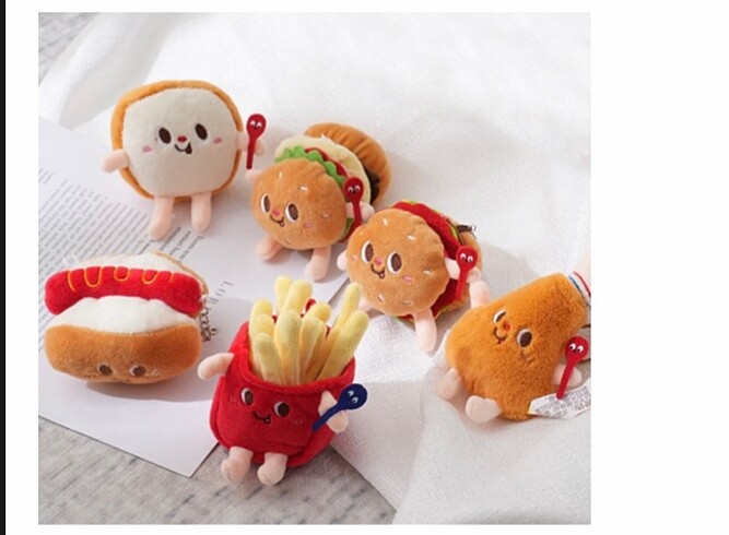 Korendly Fast Food Peluş Anahtarlık, 12cm, (Patates Kızartması, 