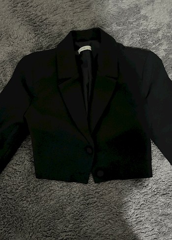 Zara Sikligin Simgesi Siyah Kisa Crop Blazer Ceket