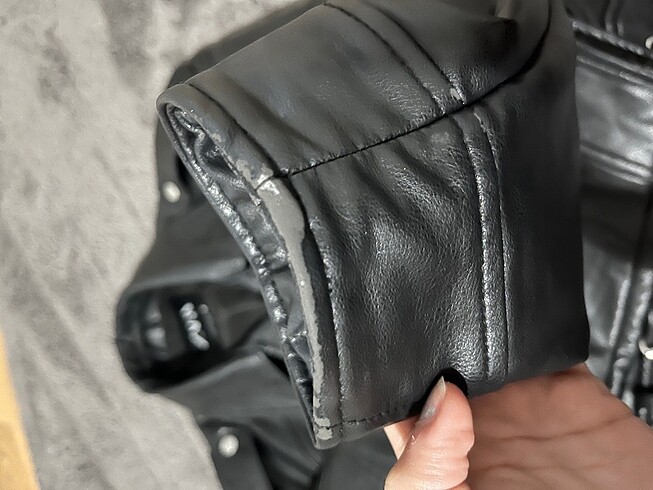 xs Beden siyah Renk zara oversize crop deri ceket