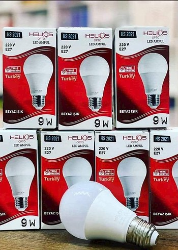 Helios 9W Beyaz Işık E27 LED Ampul. 10 Adet