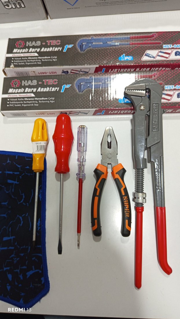 Boru anahtarı Pense tornavida seti Takım 5 Parça - Görsel 2