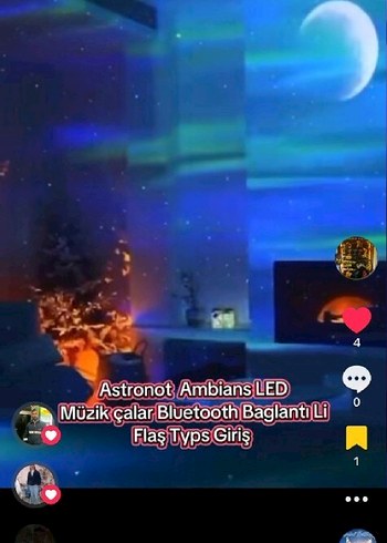 Projektör Bluetooth müzik çalar gece lambası - Görsel 3