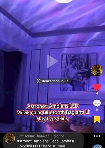 Projektör Bluetooth müzik çalar gece lambası - Görsel 4