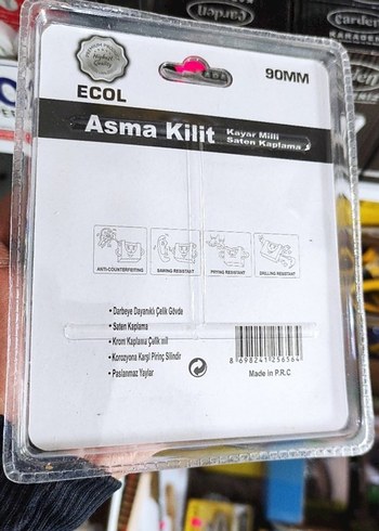 Asma kilit Kayar millî 90 Milim Çelik kilit - Görsel 7