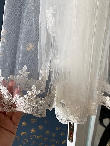 aysira işlemeli simli kısa kollu gelinlik - Görsel 10