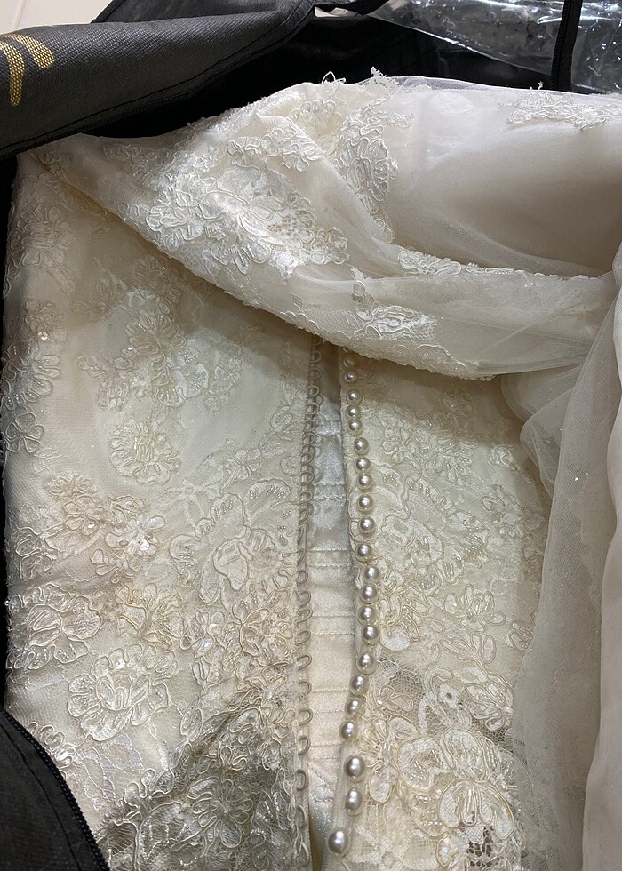 aysira işlemeli simli kısa kollu gelinlik - Görsel 5