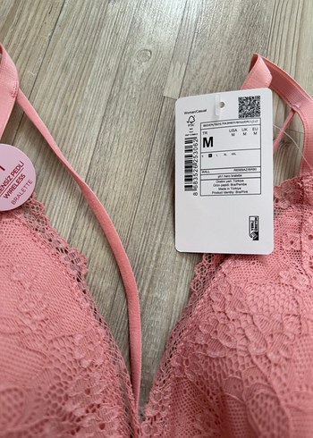m Beden pembe Renk Pembe Dantelli Minimalist Bralet